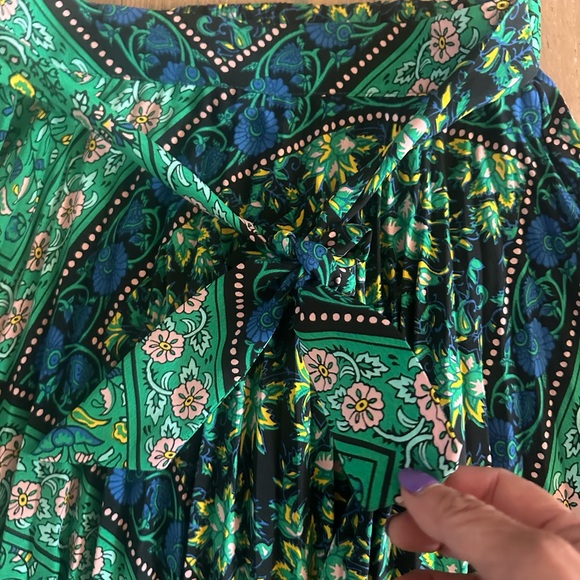 Topshop Asymmetrical Skirt in Green and Blue - Picture 2 of 7